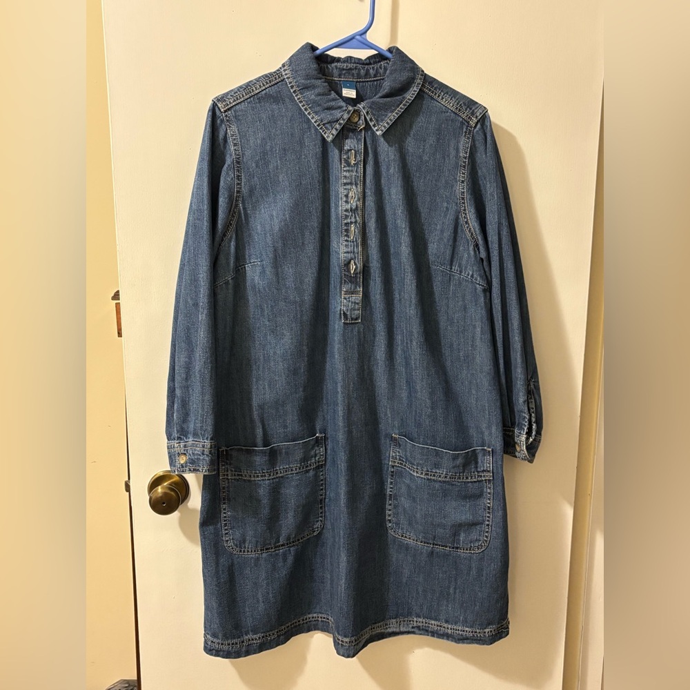 Old Navy popover denim dress EUC size large Measurements in a photo Crossposted